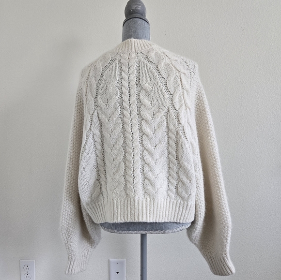 H&M Melange Dalpaga Chunky Cable Knit Alpaca Blend Cardigan size Small Oversized - Picture 5 of 16